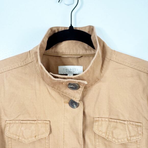 Talbots Petites Field Safari Style Jacket Funnel Neck Button Front Classic MP - Picture 2 of 14